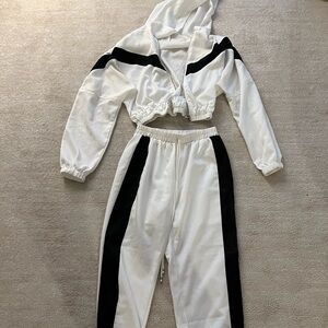 Black and white track suit
